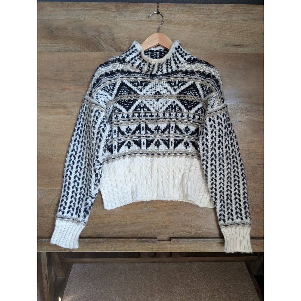 Splendid Vail Cropped Sweater Womens M Multicolor Knit Merino Wool Pullover NWT